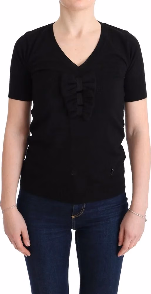 MARGHI LO' Black 100% Lana Wool Blouse Women T-shirt Top