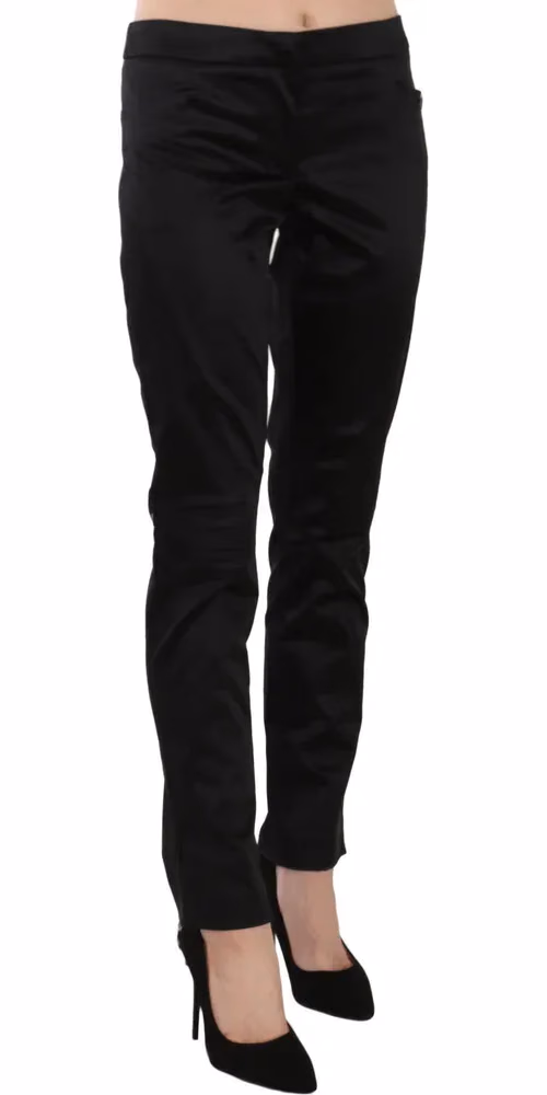 Exte Black Mid Waist Skinny Dress Formal Trousers Pants