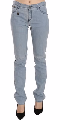Light Blue Mid Waist Skinny Denim Jeans