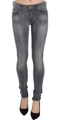 Blue Washed Low Waist Slim Fit Skinny Denim Casual Jeans