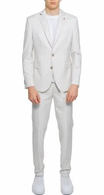 Beige Polyester Two-Piece Suit