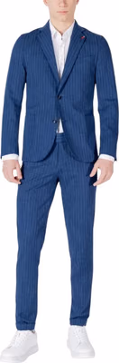 Blue Cotton Two-Piece Suit