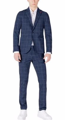 Blue Cotton Two-Piece Suit