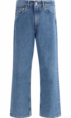 Blue Cotton Tapered Jeans