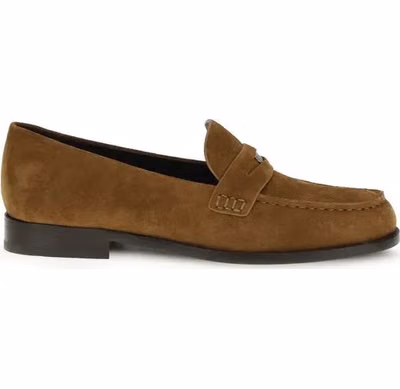 Beige Calf Leather Bos Taurus Slip-On Loafers