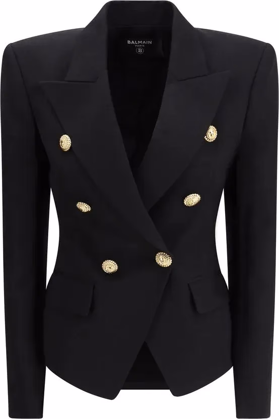 Balmain Black Wool Oves Aries Blazer