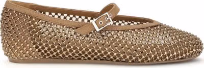 Brown Nylon Ballet Flats