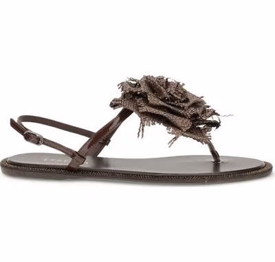 Brown Calf Leather Bos Taurus Flat Sandals