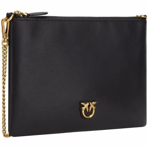 PINKO Black Calf Leather Bos Taurus Shoulder Bag