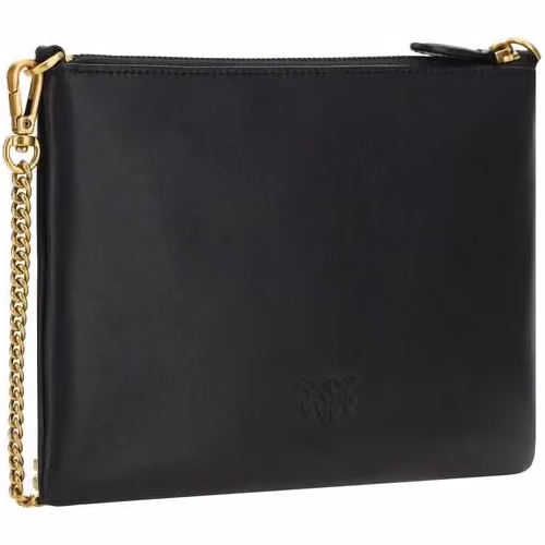 PINKO Black Calf Leather Bos Taurus Shoulder Bag