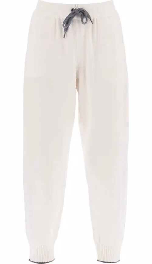 Brunello Cucinelli White Cashmere Athletic Pants