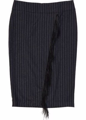 Gray Virgin Wool Midi Skirt
