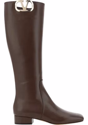 Brown Calfskin Flat Boots