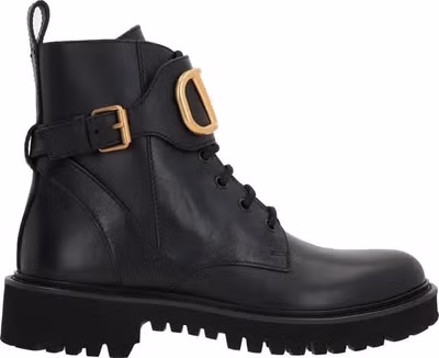Black Calfskin Lace-Up Boots