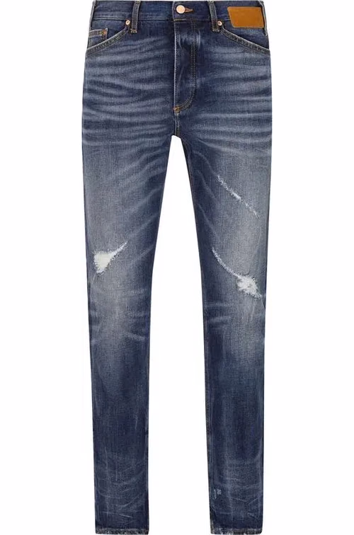 Palm Angels Blue Cotton Straight-Leg Jeans