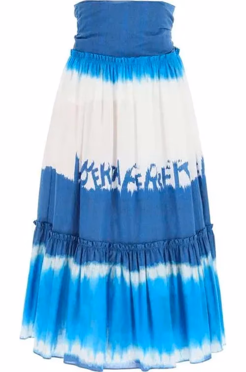 Alberta Ferretti Blue Cotton Midi Skirt