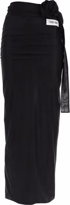 Black Elastane Long Skirt
