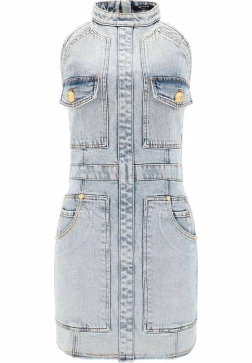 Balmain Blue Cotton Casual Dress