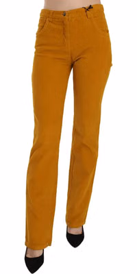 Orange High Waist Straight Trouser Pants