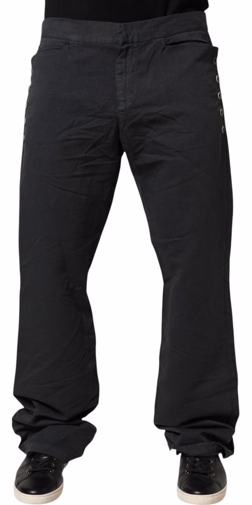 Just Cavalli Black Straight Fit Mid Waist Denim Trouser Jeans