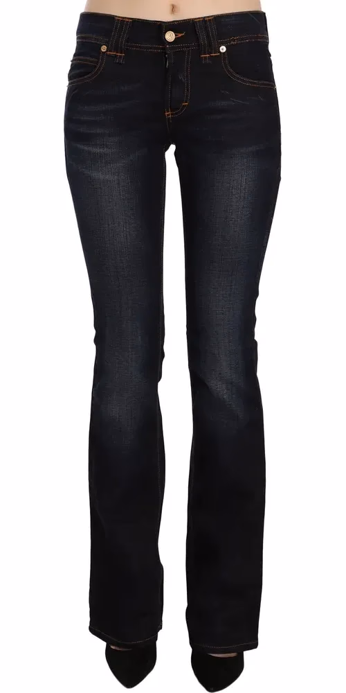 John Galliano Blue Washed Mid Waist Regular Leg Boot Cut Denim Jeans