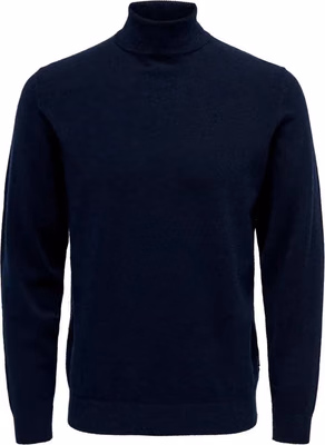 Blue Polyester Turtleneck