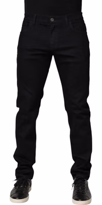 Black Floral Cotton Skinny Men Denim Jeans