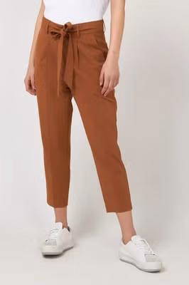 Brown Polyester Casual Pants