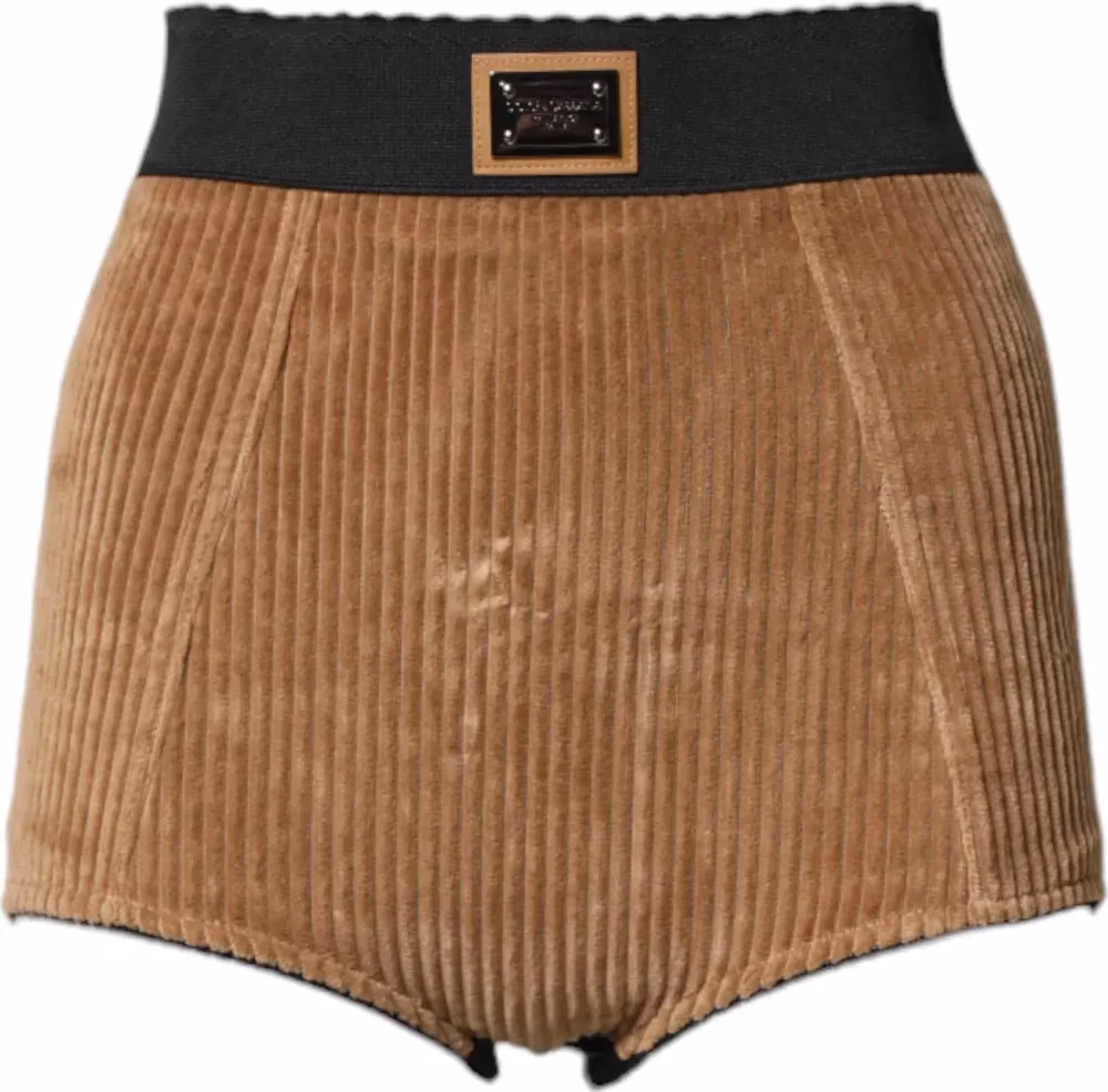 Dolce & Gabbana Brown Cotton High Waisted Hot Pants Shorts