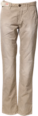 Beige Mid Waist Straight Women Casual Chino Trouser Pants