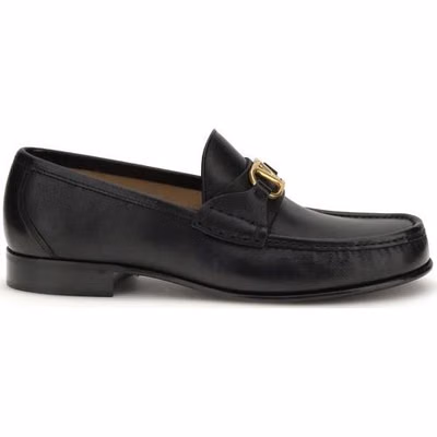 Black Calf Leather Bos Taurus Slip-On Loafers