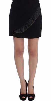 Black Polyester Mini Skirt