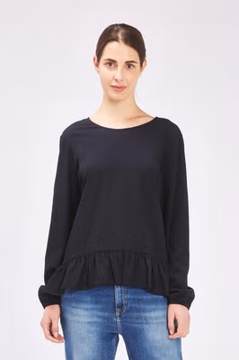 Black Polyester Long Sleeve T-Shirt