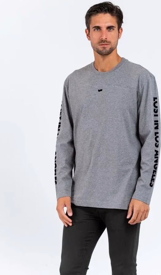 Gas Gray Cotton Long Sleeve T-Shirt