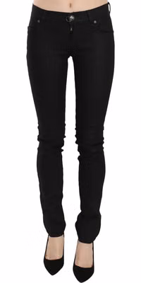 Cotton Black Mid Waist Skinny Denim Jeans