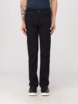 Black Cotton Straight-Leg Jeans