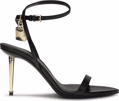 Black Goatskin Stiletto Heel Sandals