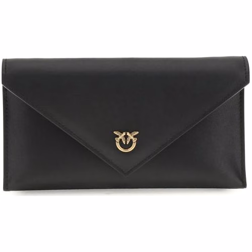 PINKO Black Calf Leather Bos Taurus Clutch Bag