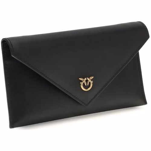 PINKO Black Calf Leather Bos Taurus Clutch Bag