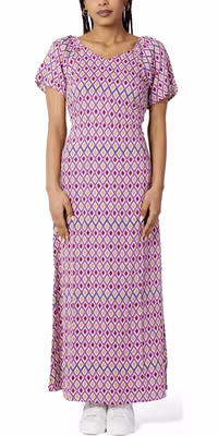 Purple Viscose Casual Dress