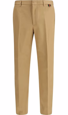 Beige Cotton Casual Pants