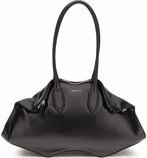 Alexander McQueen Black Calf Leather Bos Taurus Shoulder Bag