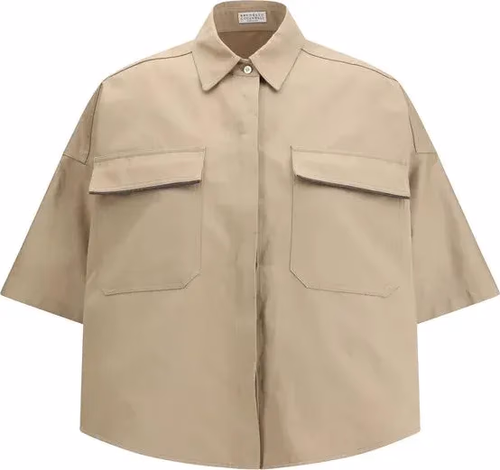 Brunello Cucinelli Beige Cotton Shortsleeve Shirt