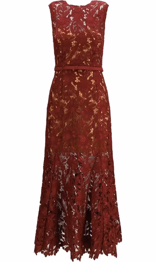 Self-Portrait Bordeaux Polyester Cocktail Dress