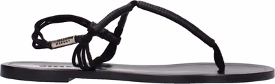 Black Leather Flip-Flop Sandals