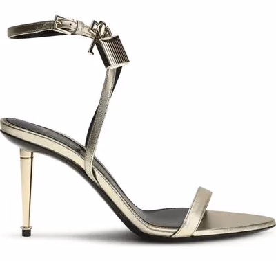 Gold Calf Leather Bos Taurus Stiletto Heel Sandals