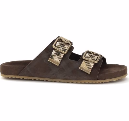 Burberry Brown Calf Leather Bos Taurus Flat Sandals