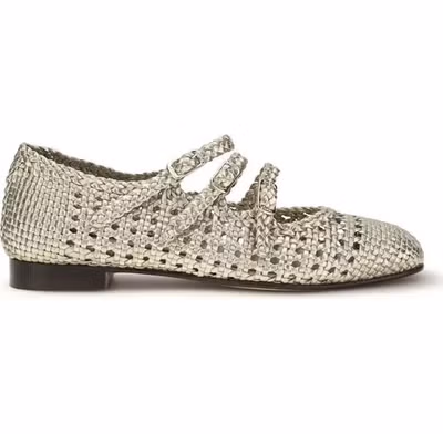 Silver Calf Leather Bos Taurus Ballet Flats