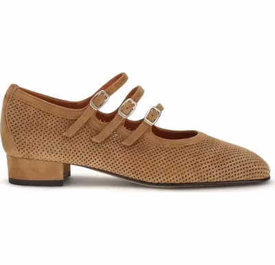 Beige Calf Leather Bos Taurus Ballet Flats