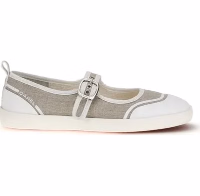 Beige Cotton Ballet Flats